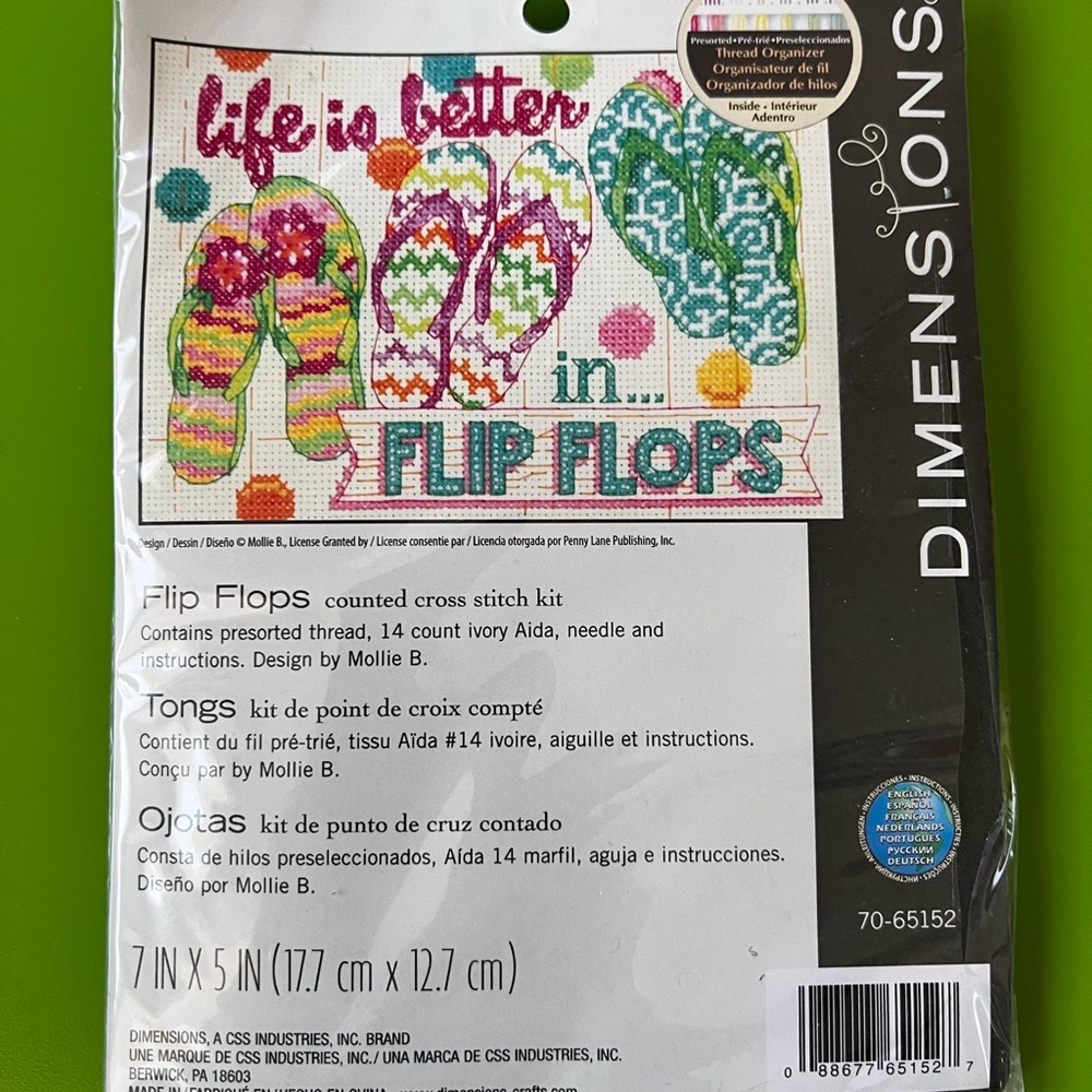 Dimensions FLIP FLOPS sandals Counted Cross Stitch kit 7x5 New Sealed pool beach - Picture 2 of 3